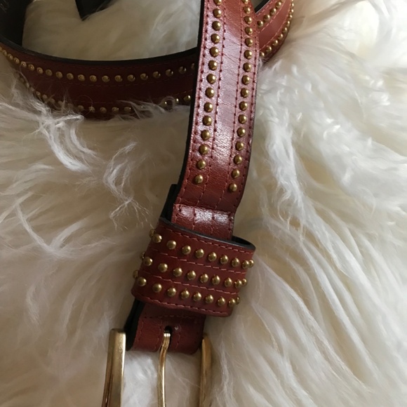 R J Graziano leather studded brown belt - Picture 3 of 3